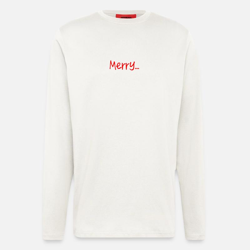Red Merry Script on Black - Longsleeve - made by SPREAD  - OFF WHITE