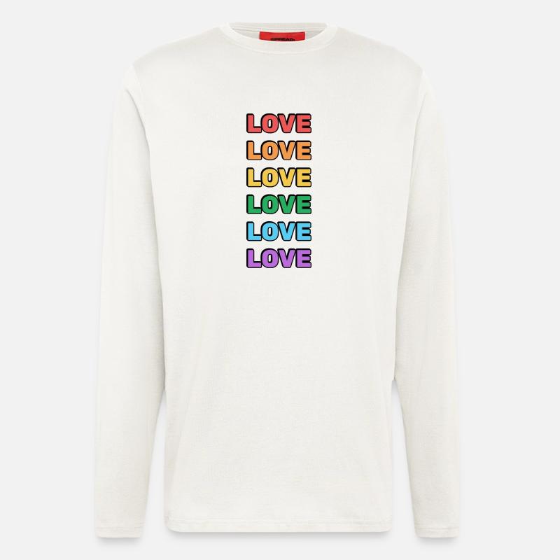 Regenbogen Liebe Wort Muster - Langarmshirt - made by SPREAD  - OFF WHITE