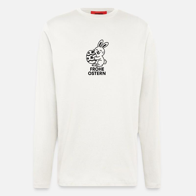 Frohe Ostern Bunny mit bemalter Ei - Langarmshirt - made by SPREAD - OFF WHITE
