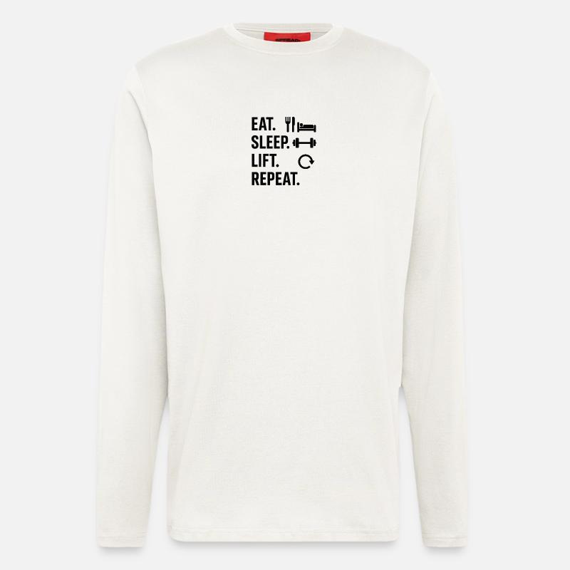 Eat Sleep Lift Repeat - Langarmshirt - made by SPREAD - OFF WHITE
