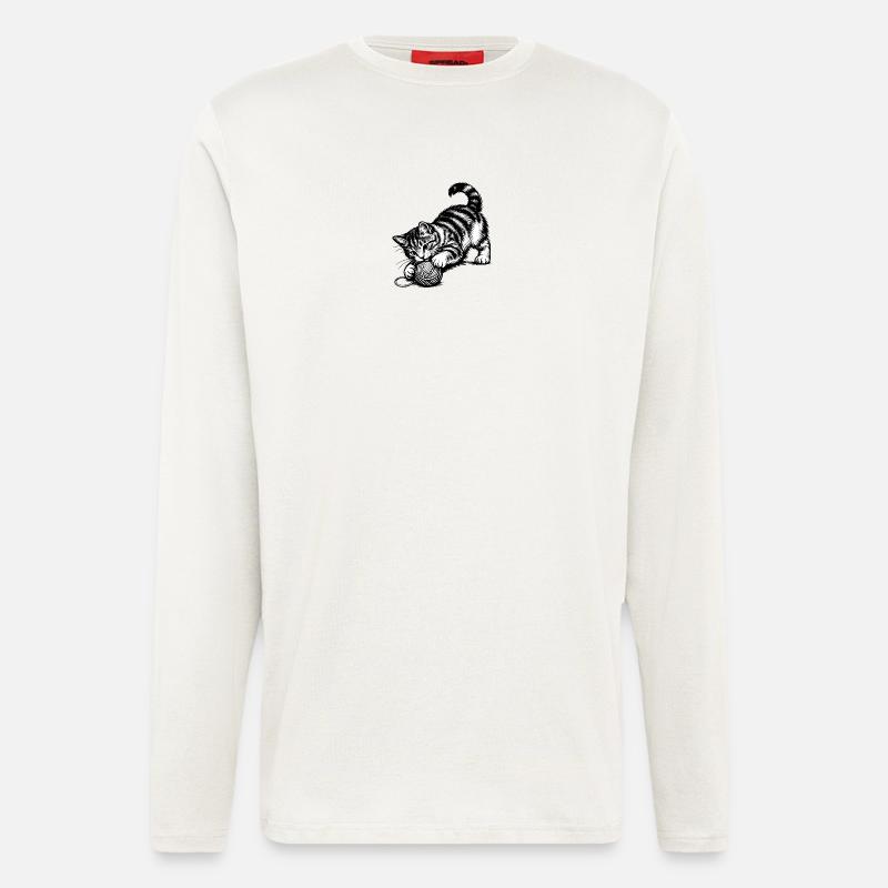 Verspieltes Kätzchen und Garn - Langarmshirt - made by SPREAD  - OFF WHITE
