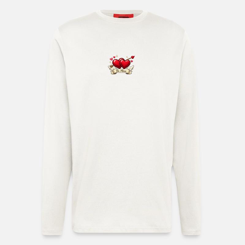 Be Mine: Doppelherzen mit Pfeil - Langarmshirt - made by SPREAD  - OFF WHITE