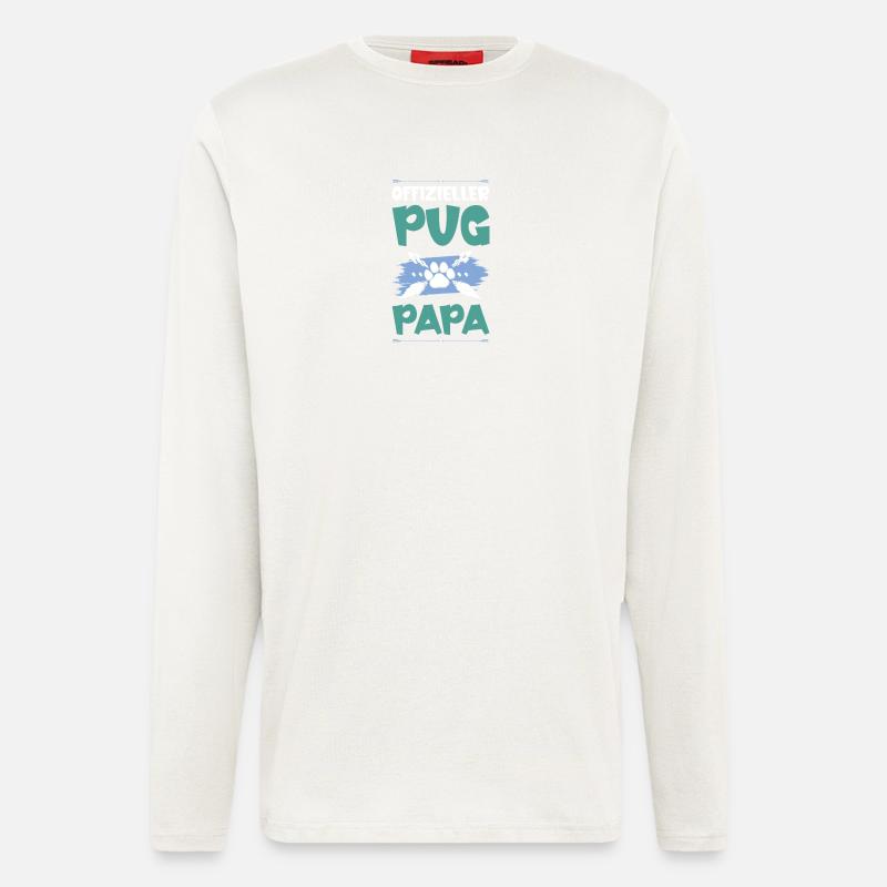 pug mops hunde papa - Langarmshirt - made by SPREAD  - OFF WHITE