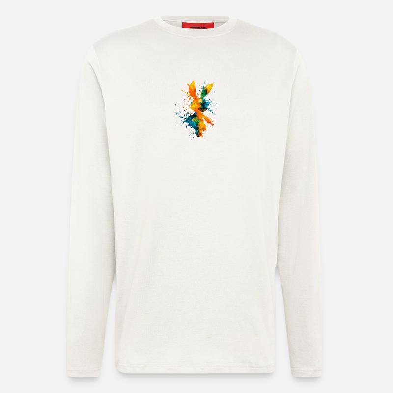 Abstract_Watercolor_Bunny_Rabbit_Splatter - Langarmshirt - made by SPREAD  - OFF WHITE