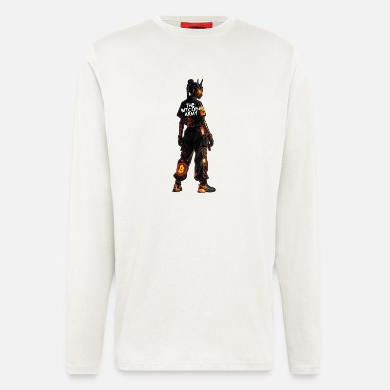 Bitcoin Bazooka - L’Armée Bitcoin - Samurai 02 - Manches longues bio décontracté fabriqué en UE - OFF WHITE