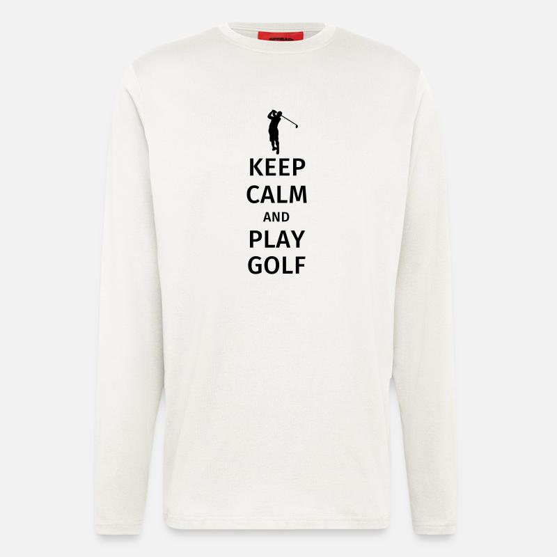 Keep Calm and Play Golf - Manches longues bio décontracté fabriqué en UE - OFF WHITE