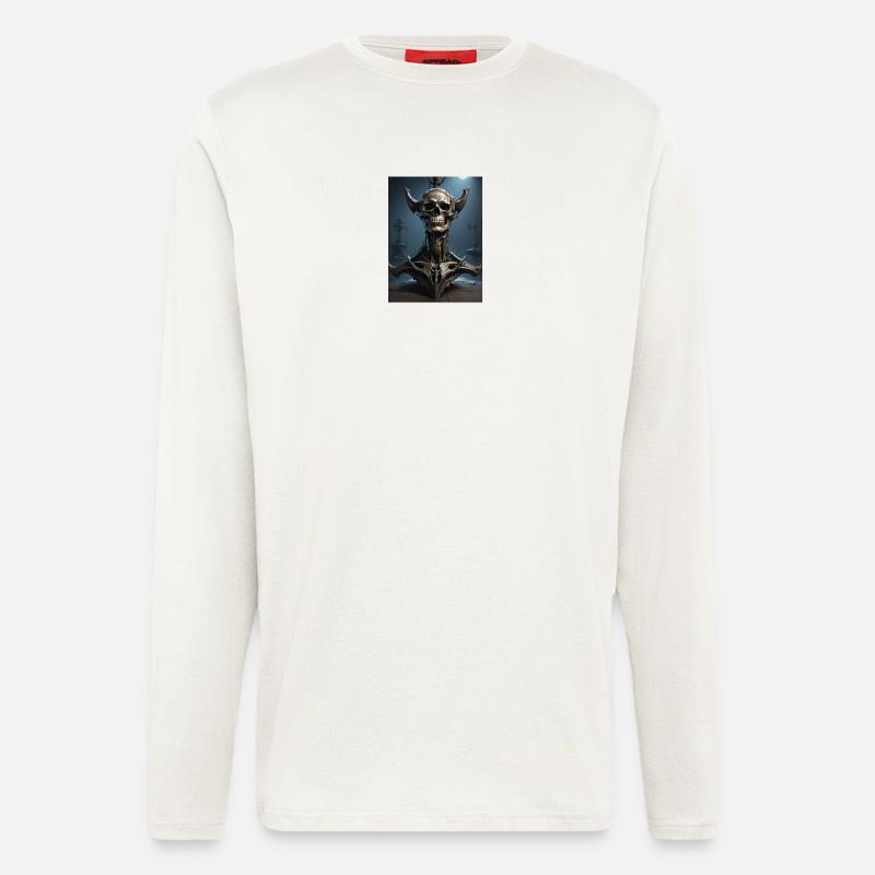 Stählernes Skelett mit Hörnern - Langarmshirt - made by SPREAD - OFF WHITE