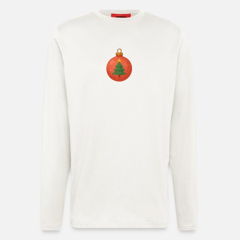 Weihnachtskugel mit Tannenbaum - Langarmshirt - made by SPREAD  - OFF WHITE