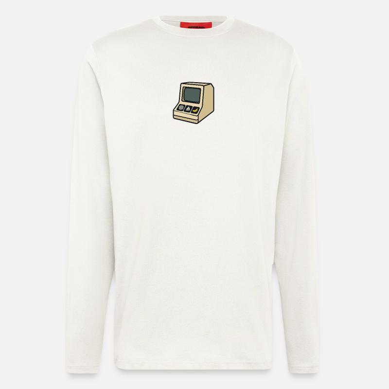 Retro-KI-Computer mit ikonischen Symbolen - Langarmshirt - made by SPREAD  - OFF WHITE
