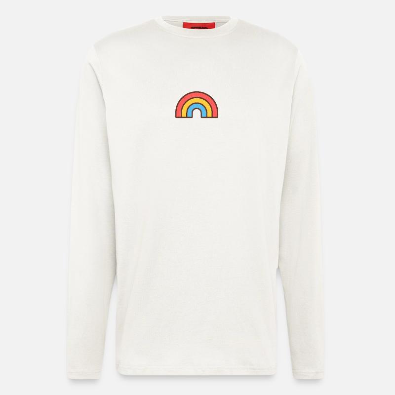 Heller Retro-Regenbogen - Langarmshirt - made by SPREAD  - OFF WHITE