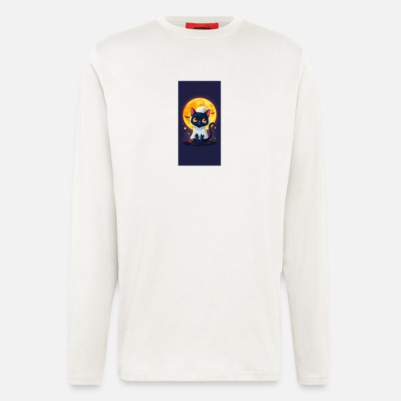 Moonlight Cat in Ghost Cloak - Longsleeve - made by SPREAD  - OFF WHITE