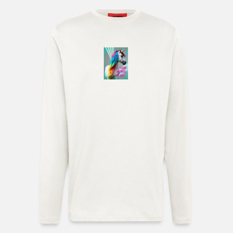 Regenbogeneinhorn - Langarmshirt - made by SPREAD  - OFF WHITE
