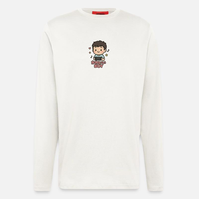 Cute boy with game controller - Longsleeve - made by SPREAD  - OFF WHITE