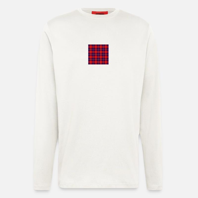 blau-roter Schotte - Langarmshirt - made by SPREAD  - OFF WHITE