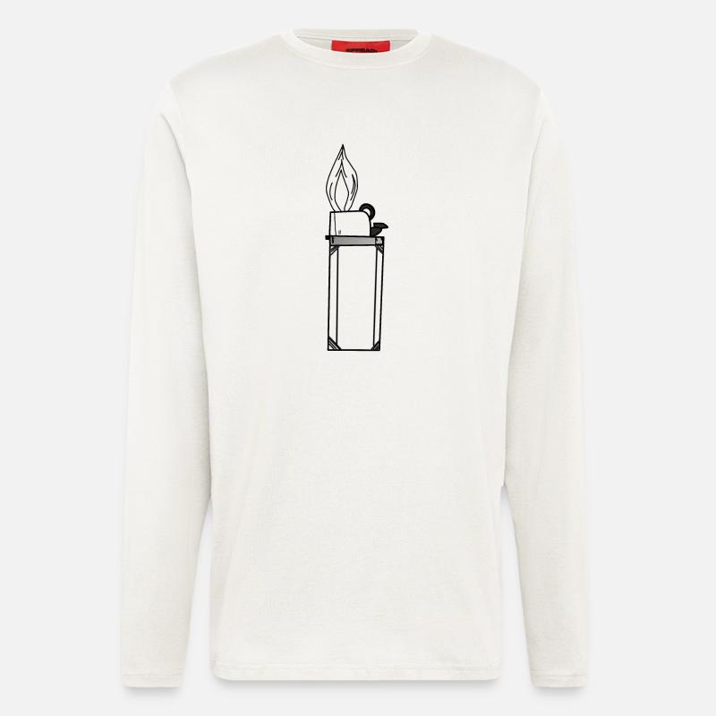 Feuerzeug Geschenkidee Licht Rauchen - Langarmshirt - made by SPREAD  - OFF WHITE