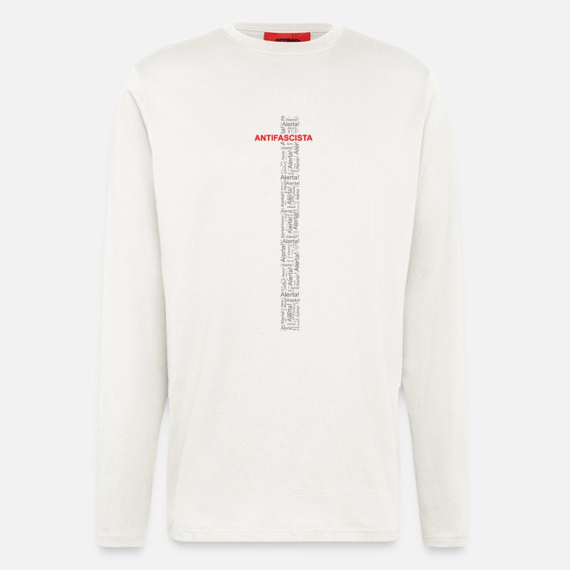 Alert! Antifascista! - Wortkunst rot/grau - Langarmshirt - made by SPREAD  - OFF WHITE