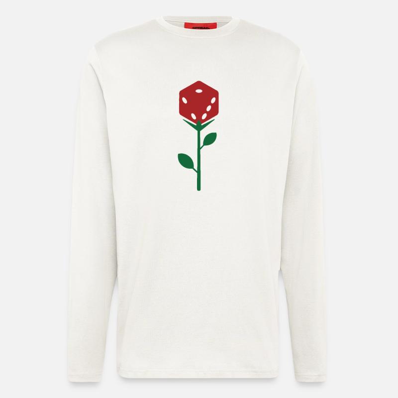 Dice Rose Bloom Botanische Illustration - Langarmshirt - made by SPREAD  - OFF WHITE
