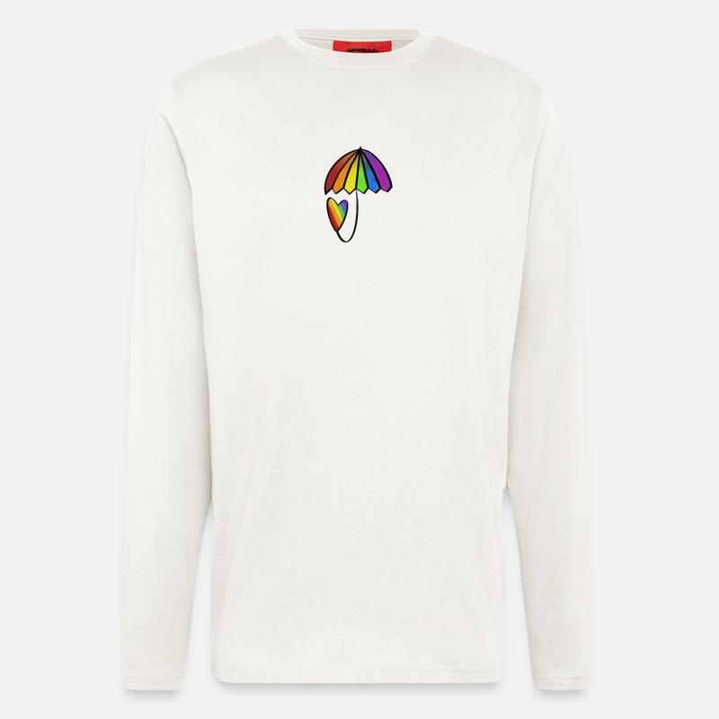 Regenbogen Herz mit Schirm - Langarmshirt - made by SPREAD  - OFF WHITE