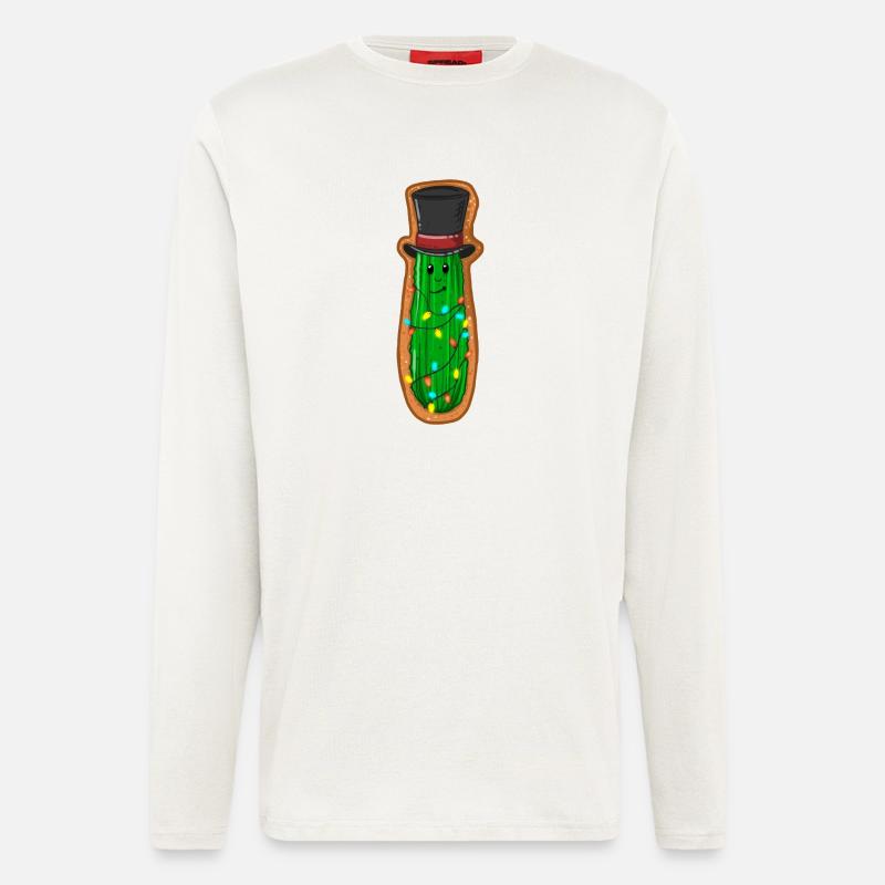 Concombre de Noël avec haut-de-forme - Manches longues bio décontracté fabriqué en UE - OFF WHITE