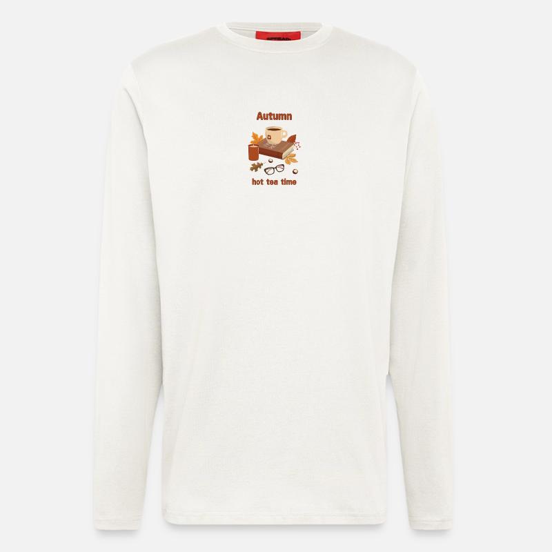 Herbst Heißer Tee Zeit Illustration - Langarmshirt - made by SPREAD  - OFF WHITE