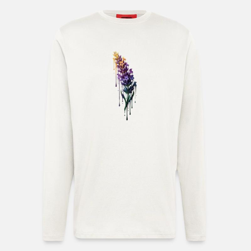 Lavendel mit tropfender Farbe - Langarmshirt - made by SPREAD  - OFF WHITE