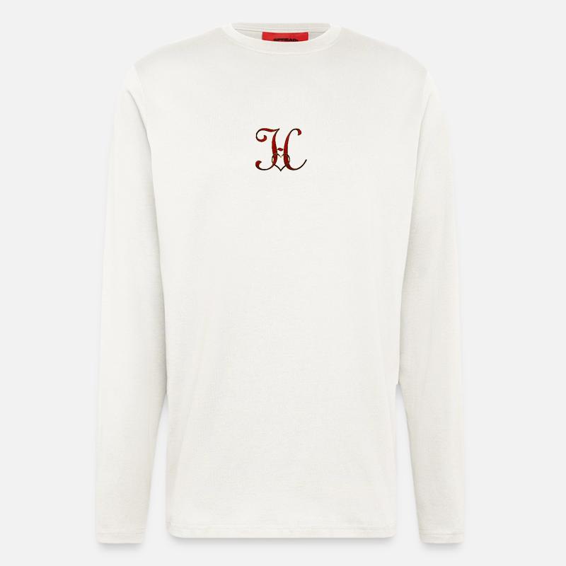 Monogramm H mit Herzrahmen - Langarmshirt - made by SPREAD  - OFF WHITE