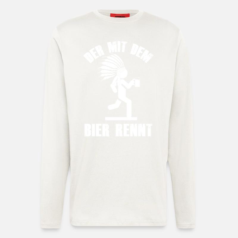 Der mit dem Bier rennt - Langarmshirt - made by SPREAD  - OFF WHITE