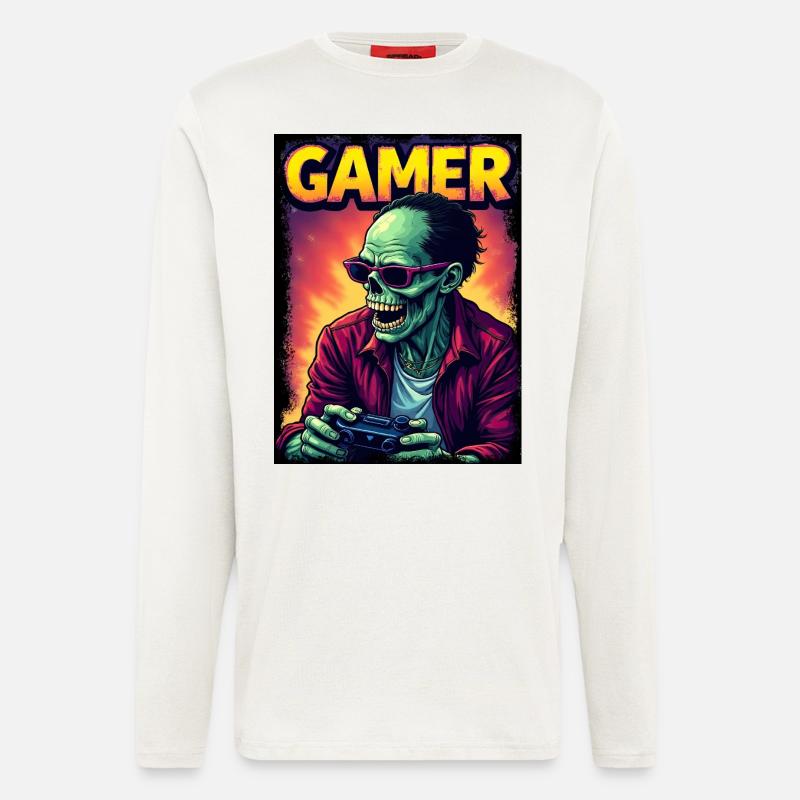 Zombie Gamer mit Controller - Langarmshirt - made by SPREAD  - OFF WHITE