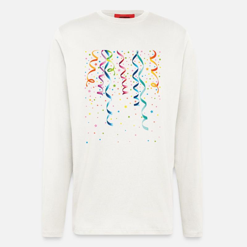 Silvester. Bunte Luftschlangen mit Konfetti. - Langarmshirt - made by SPREAD  - OFF WHITE
