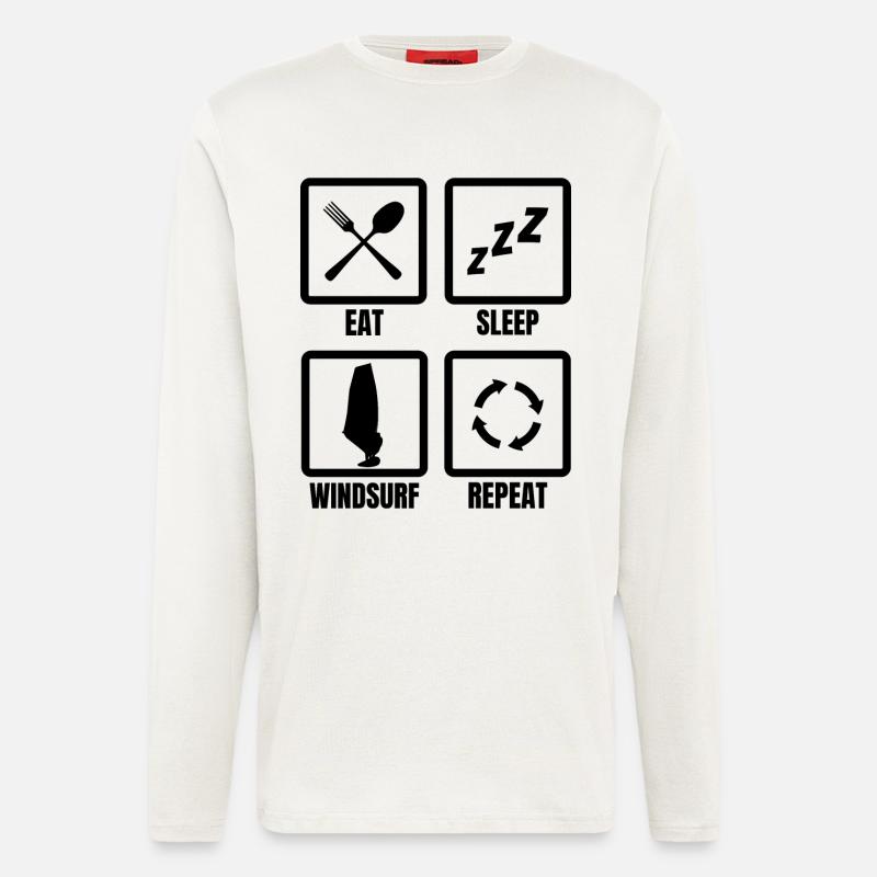 Routine de planche à voile - Manches longues bio décontracté fabriqué en UE - OFF WHITE