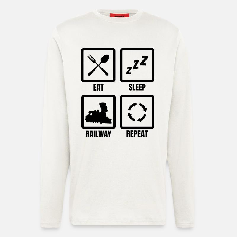 Eisenbahnliebhaber Routine - Langarmshirt - made by SPREAD  - OFF WHITE