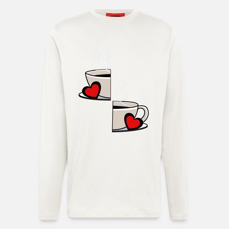 Valentin Kaffee Partnerschaft Kaffeetasse Partner - Langarmshirt - made by SPREAD - OFF WHITE