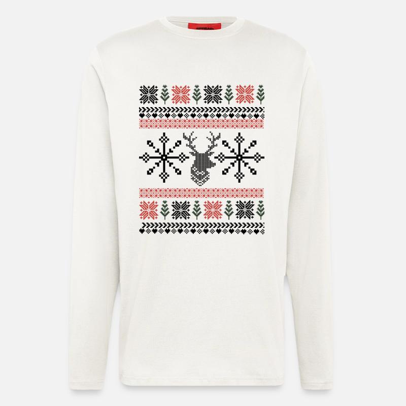 Retro Christmas Pixel Pattern - Longsleeve - made by SPREAD  - OFF WHITE