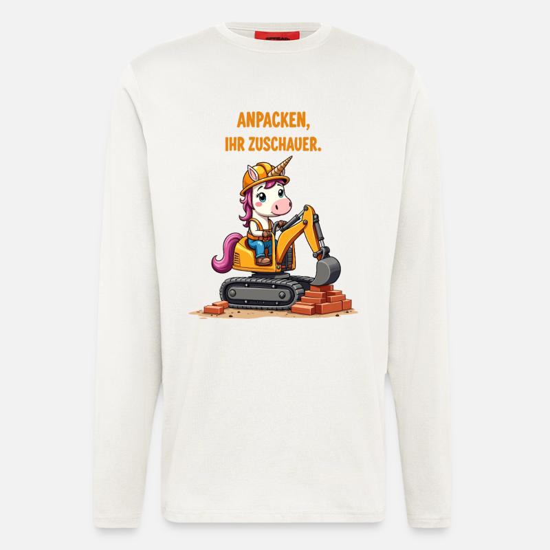 Einhorn Baggermeister - Langarmshirt - made by SPREAD  - OFF WHITE