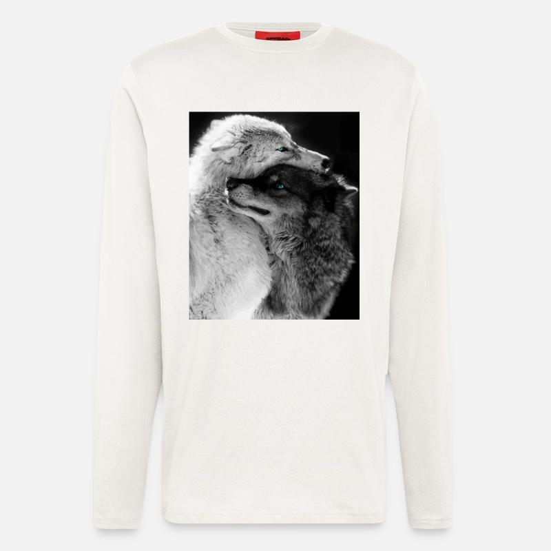 Two Wolves Hugging Blue Eyes - Longsleeve - made by SPREAD  - OFF WHITE