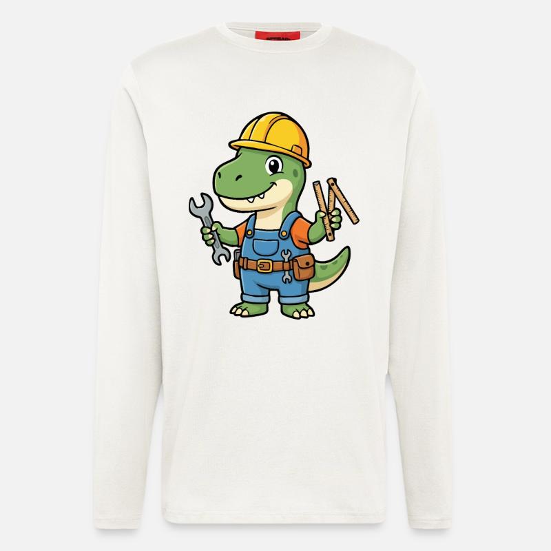 Dino construction worker with tools - Longsleeve - made by SPREAD  - OFF WHITE