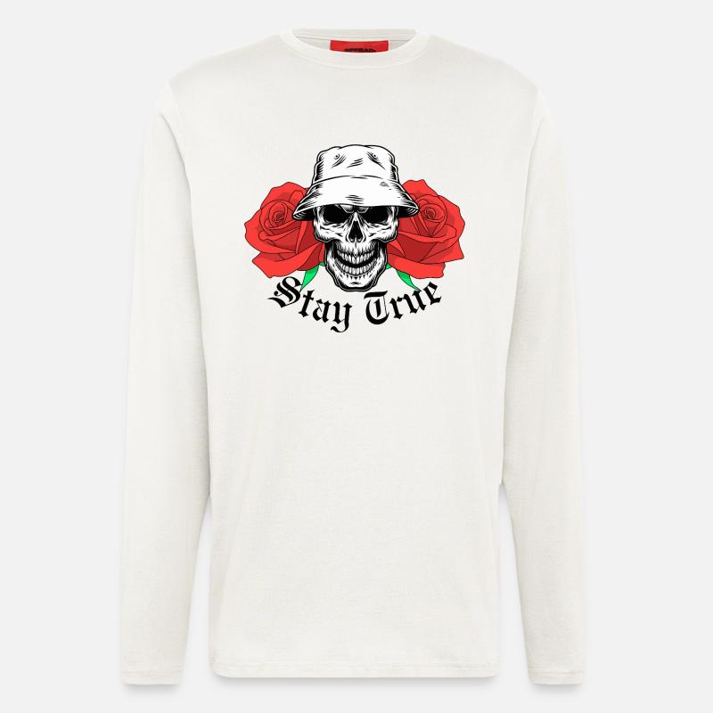 Reste True Skull - Manches longues bio décontracté fabriqué en UE - OFF WHITE