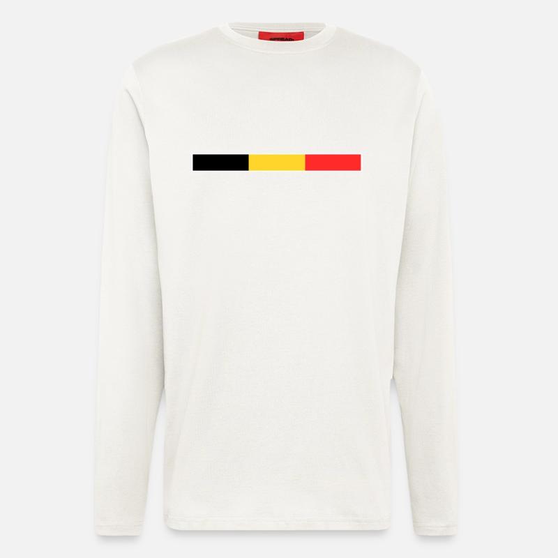Drapeau Belgique - Manches longues bio décontracté fabriqué en UE - OFF WHITE