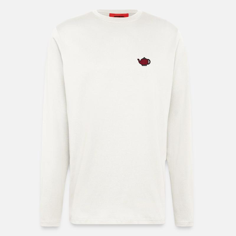 Teekessel bestickt - Langarmshirt - made by SPREAD  - OFF WHITE