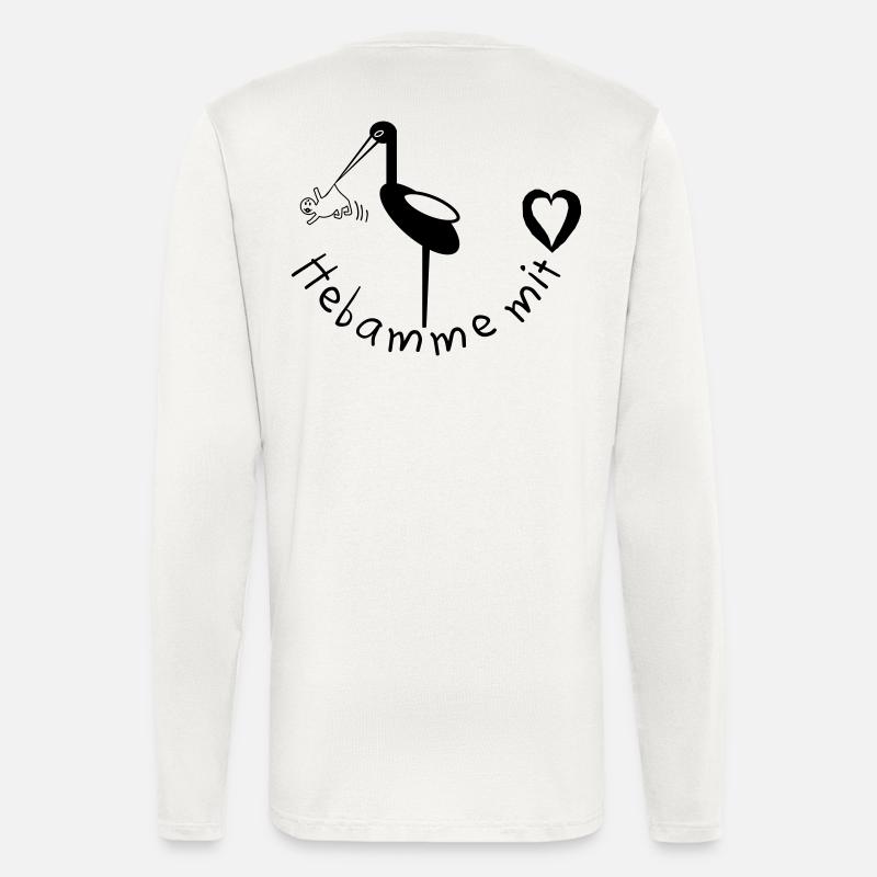 Hebamme mit Herz Storch - Langarmshirt - made by SPREAD  - OFF WHITE