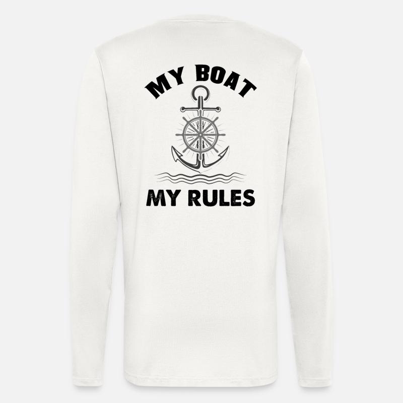 Cadeau de capitaine de bateau - Manches longues bio décontracté fabriqué en UE - OFF WHITE