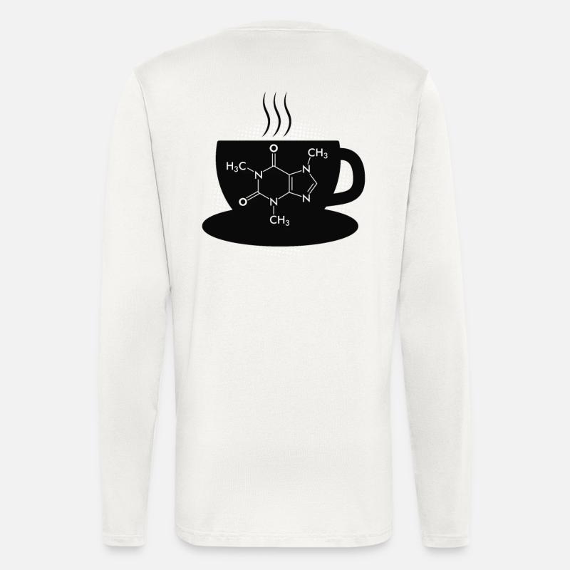 Café Caffeine Molecule - Manches longues bio décontracté fabriqué en UE - OFF WHITE