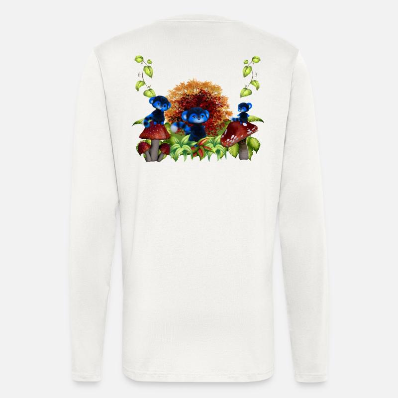 Herbstwald-Blaue Affen - Langarmshirt - made by SPREAD  - OFF WHITE