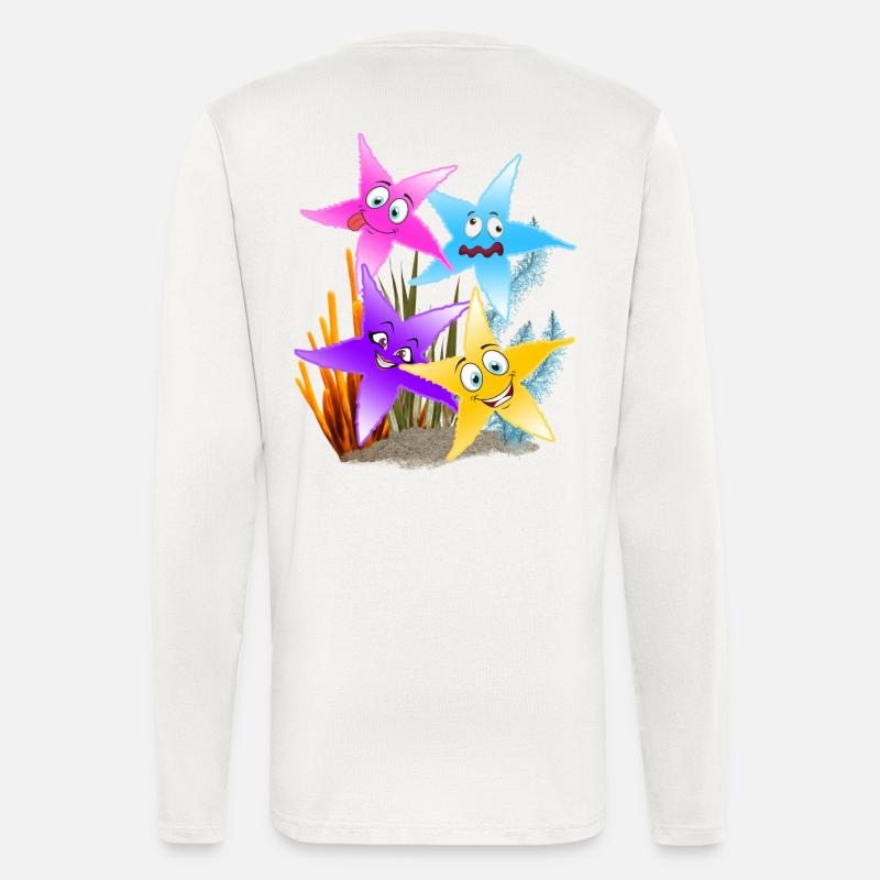 Buntes Seestern-Quartett Unterwasser - Langarmshirt - made by SPREAD  - OFF WHITE