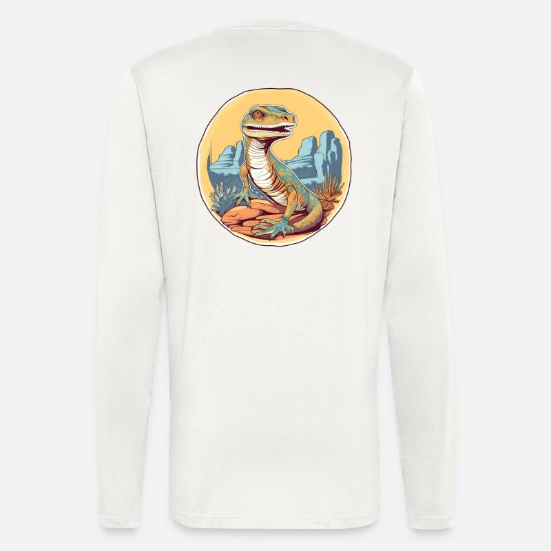 Dinosaurier im Wüstenpanorama - Langarmshirt - made by SPREAD  - OFF WHITE