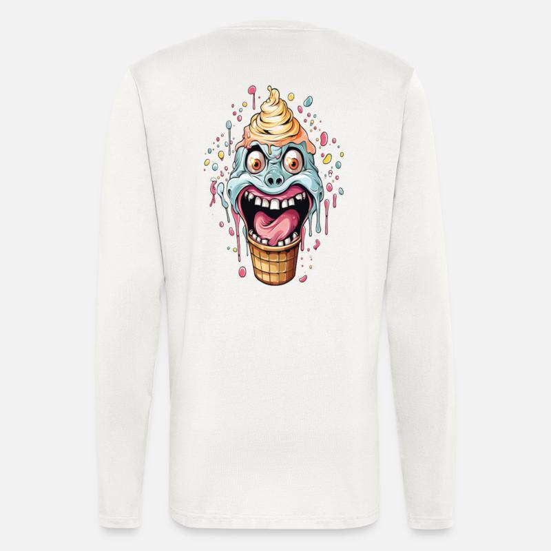 Humorvoller Eiswaffel-Monster-Design - Langarmshirt - made by SPREAD  - OFF WHITE