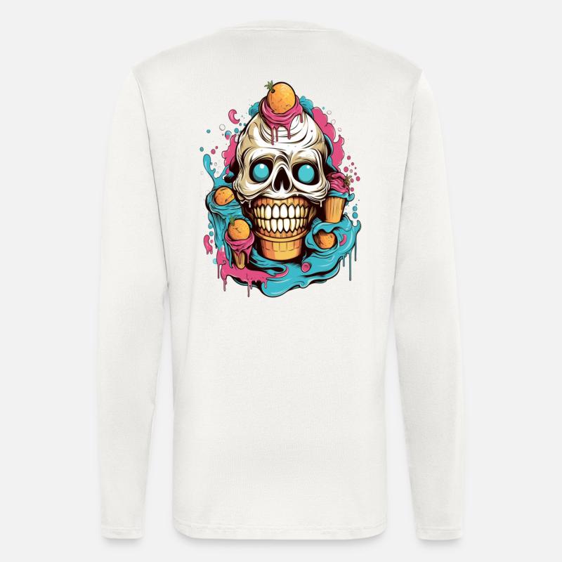 Skull Eistüte mit Fruchtmotiven - Langarmshirt - made by SPREAD  - OFF WHITE
