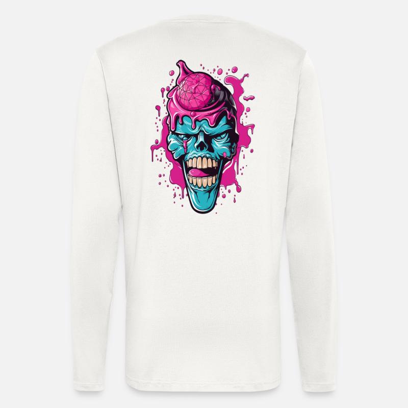 Bunter Totenkopf mit Acryl-Design - Langarmshirt - made by SPREAD  - OFF WHITE