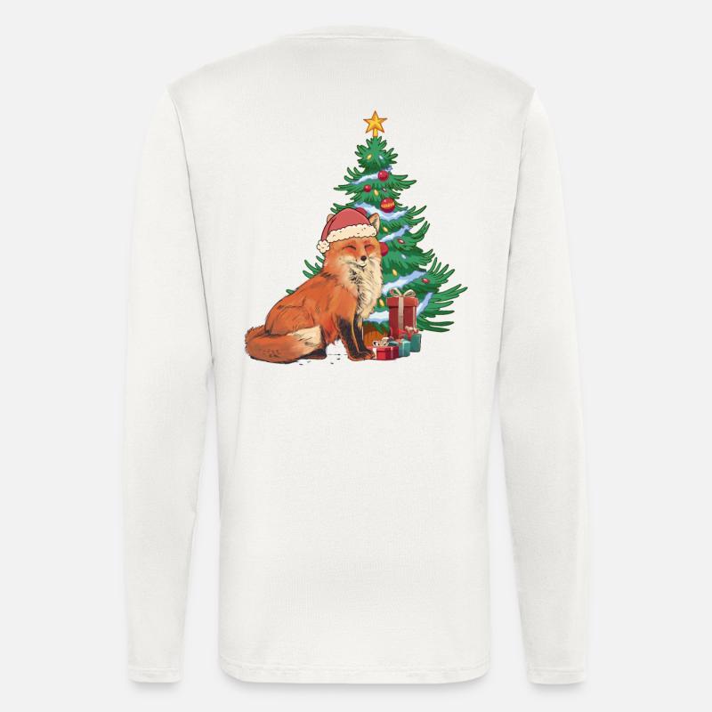 Fuchs Nikolaus Weihnachtsmann Santa Tannenbaum - Langarmshirt - made by SPREAD  - OFF WHITE