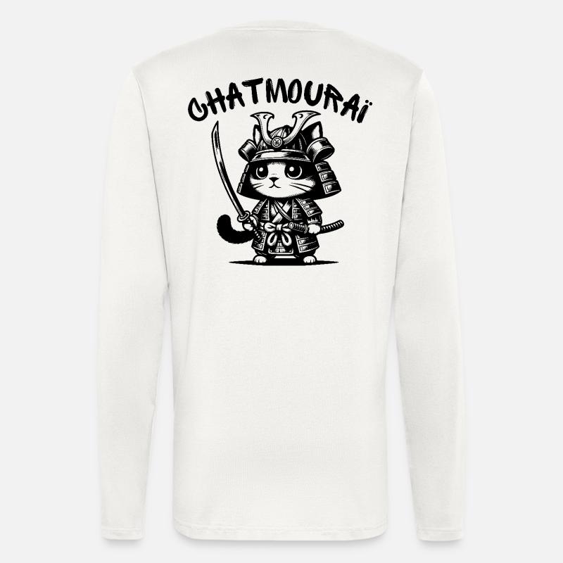 chat, chat mignon, chat doux - Manches longues bio décontracté fabriqué en UE - OFF WHITE